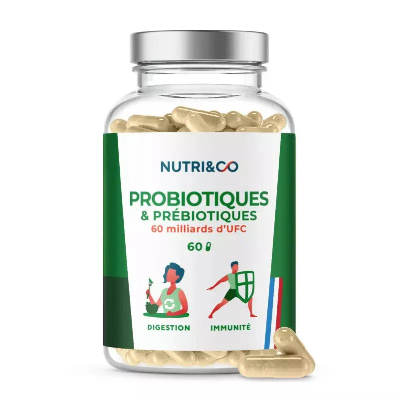 Probiotique et prébiotiques boite de 60 gélules Nutri&Co NICE ORGANIC herboristerie bio