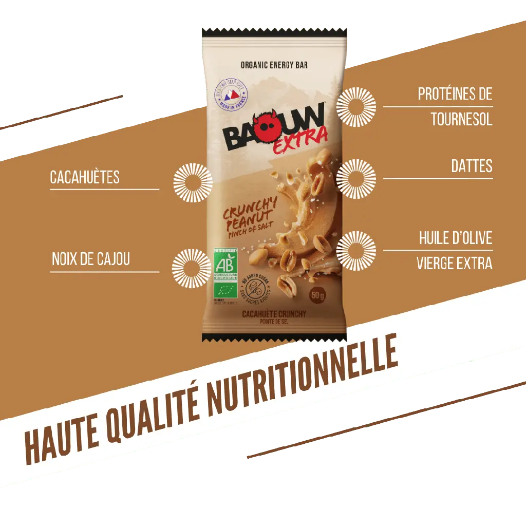 Barres Énergétiques : Crunchy - Cacahuète Baouw Herboristerie bio du vieux Nice