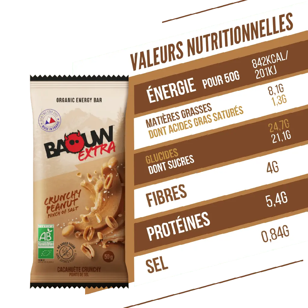 Barres Énergétiques : Crunchy - Cacahuète Baouw Herboristerie bio du vieux Nice