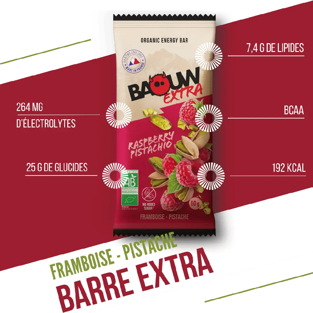 Barres Énergétiques : framboise - pistache Baouw Herboristerie bio du vieux Nice