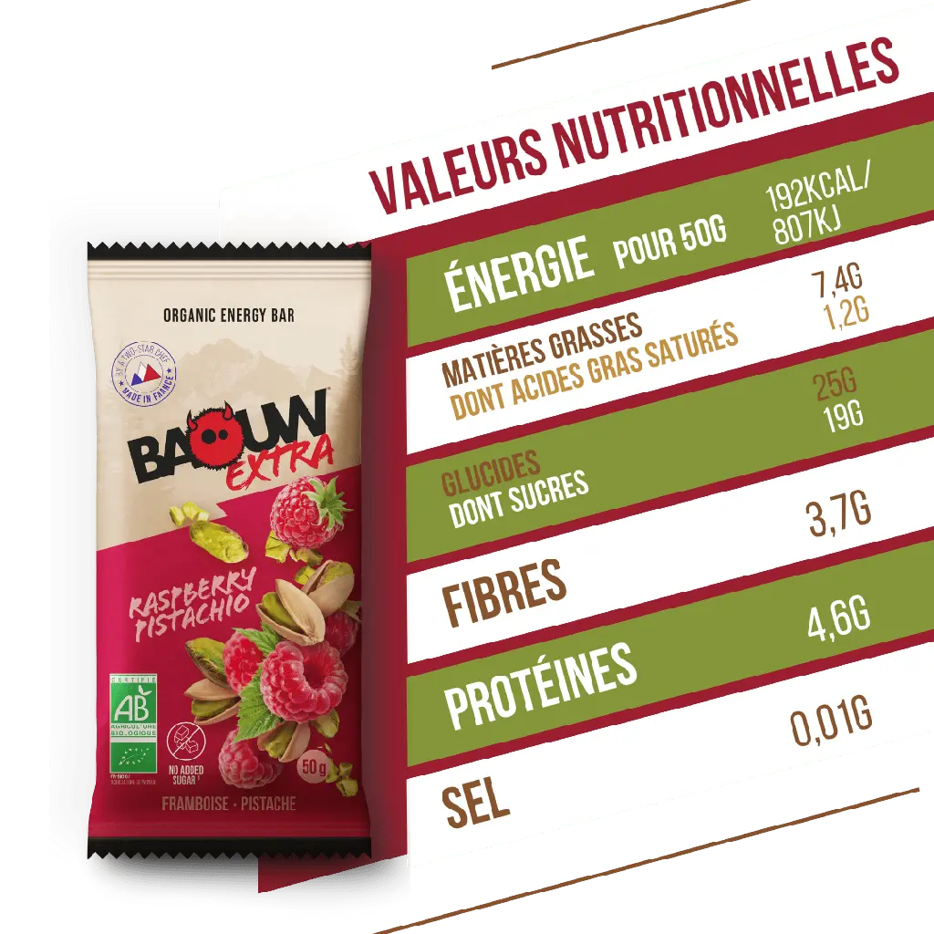 Barres Énergétiques : framboise - pistache Baouw Herboristerie bio du vieux Nice