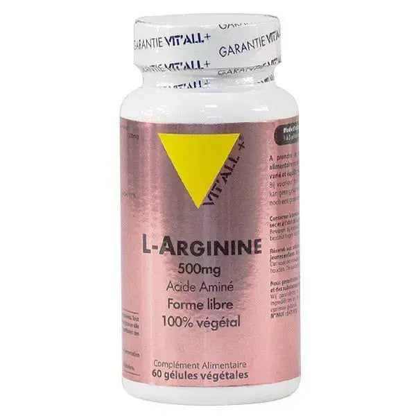 L-Arginine 500mg boite de 60 gélules Vit'All+ NICE ORGANIC herboristerie bio