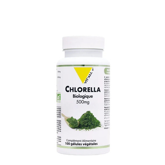 Chlorella bio 500mg  boite de 100 gélules Vit'All+ NICE ORGANIC herboristerie bio
