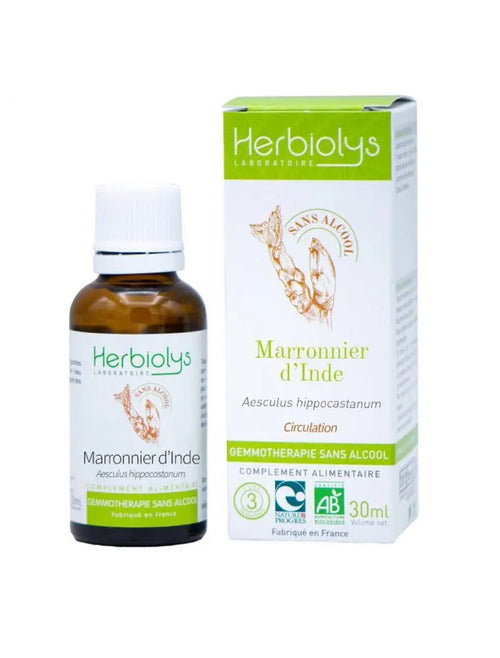 Marronnier d'inde Macérât de bourgeon Sans Alcool Bio - Circulation et Hémorroïdes 30 ml - Herbiolys NICE ORGANIC herboristerie bio