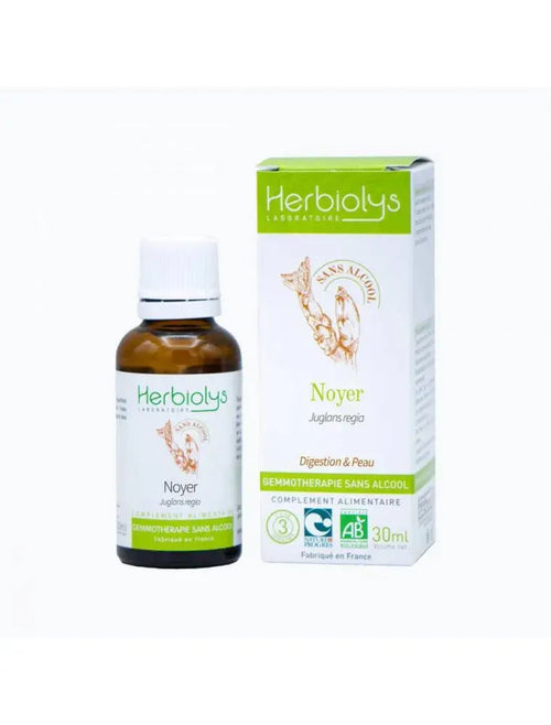 Noyer Macérât de bourgeons Sans Alcool Bio - Digestion et Peau 30 ml - Herbiolys NICE ORGANIC herboristerie bio
