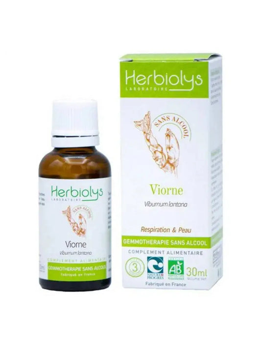 Viorne Macérât de bourgeons Sans Alcool Bio - Respiration et Peau 30 ml - Herbiolys NICE ORGANIC herboristerie bio