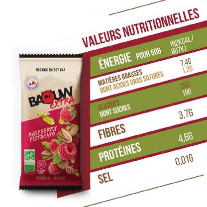 Barres Énergétiques : framboise - pistache Baouw Herboristerie bio du vieux Nice