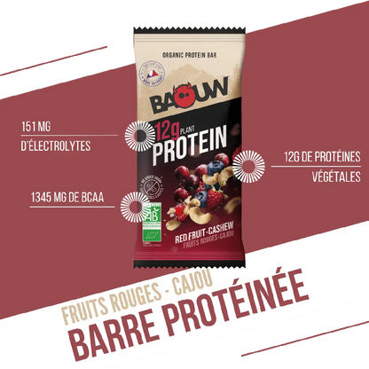 Barres Protéinées : fruits rouges - cajou Baouw NICE ORGANIC herboristerie bio