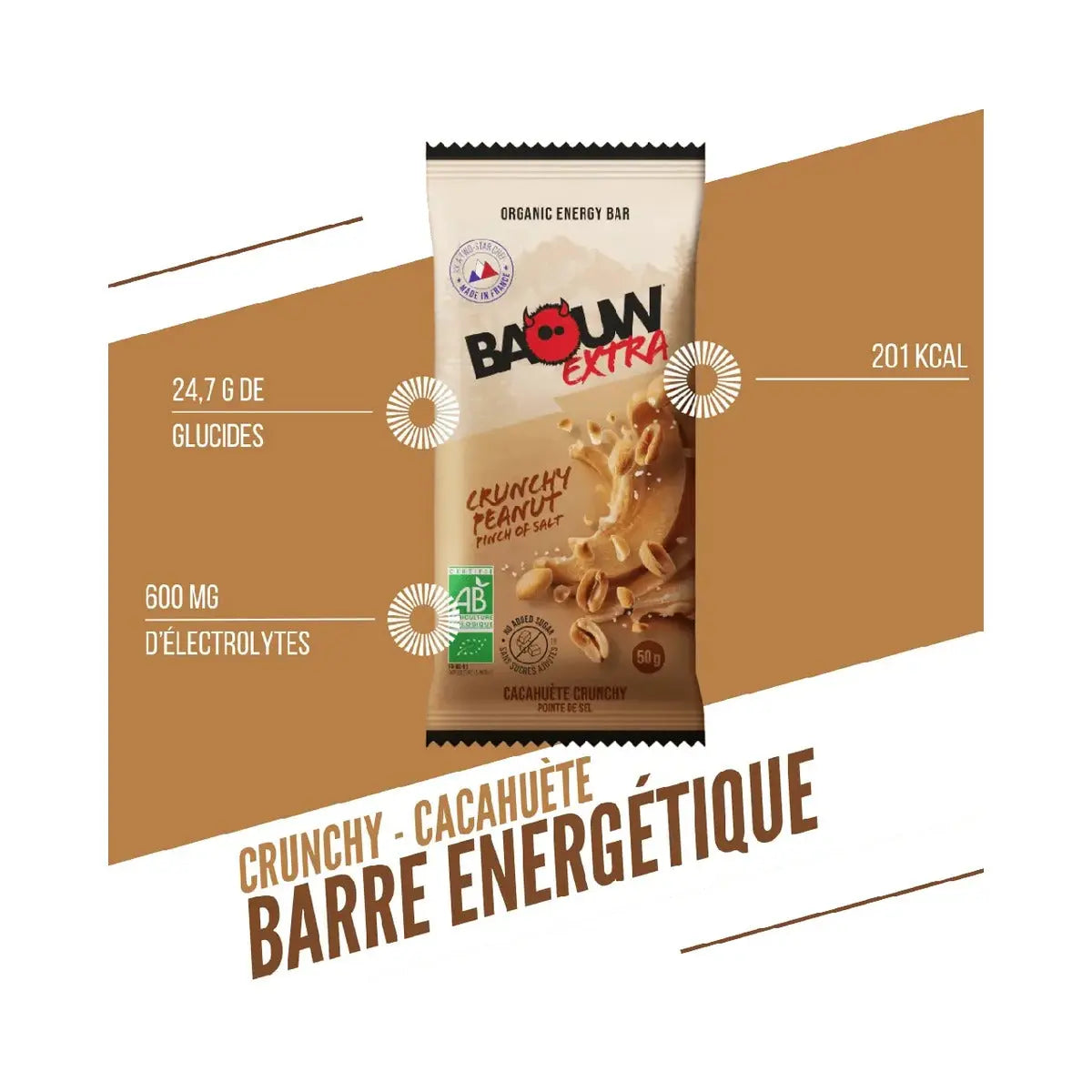 Barres Énergétiques : Crunchy - Cacahuète Baouw Herboristerie bio du vieux Nice