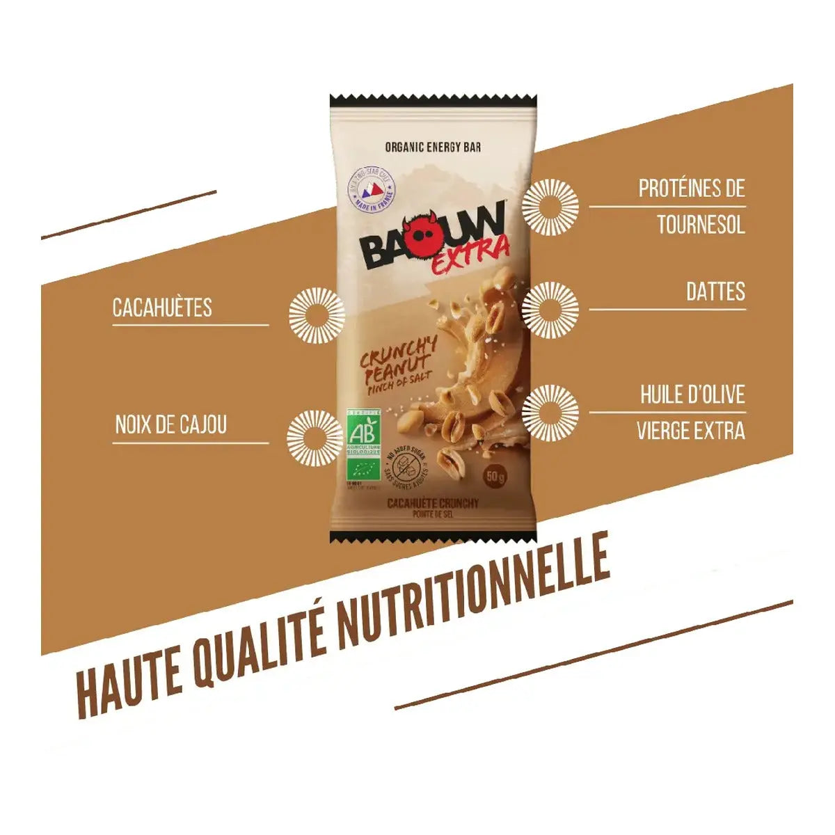 Barres Énergétiques : Crunchy - Cacahuète Baouw Herboristerie bio du vieux Nice