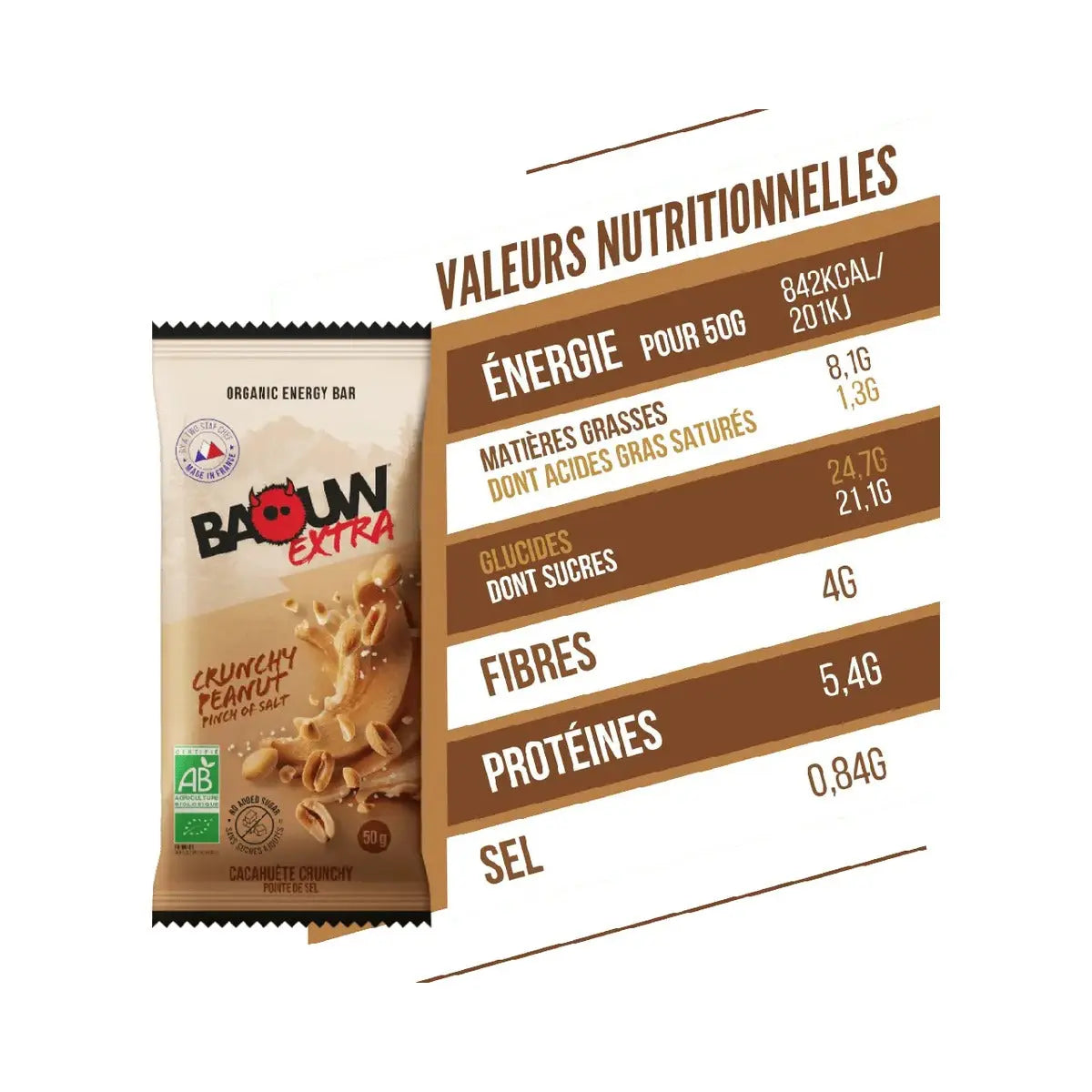 Barres Énergétiques : Crunchy - Cacahuète Baouw Herboristerie bio du vieux Nice