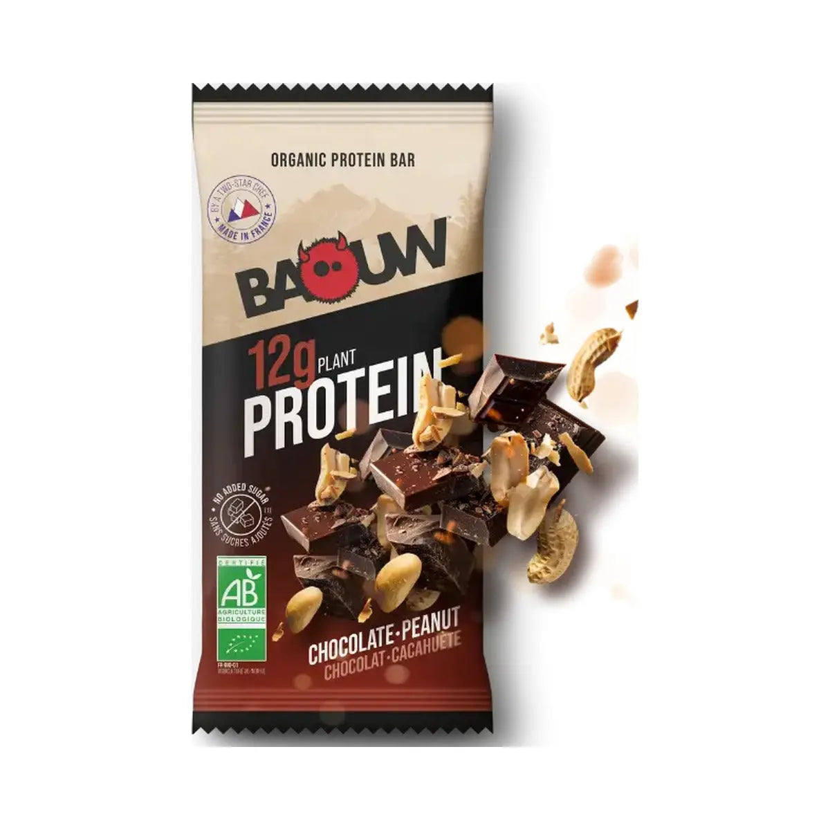 Barres Protéinées : chocolat - cacahuète Baouw NICE ORGANIC herboristerie bio