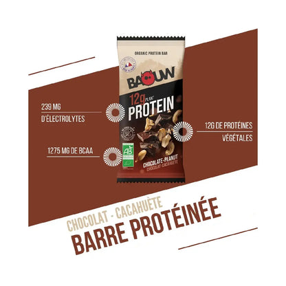 Barres Protéinées : chocolat - cacahuète Baouw NICE ORGANIC herboristerie bio