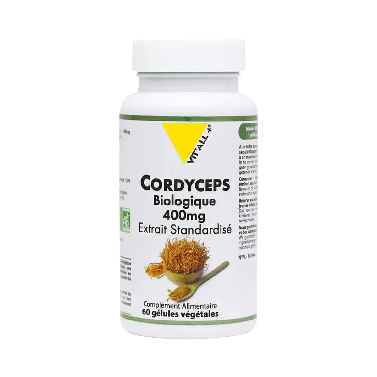 Cordyceps 400 mg - Extrait standardisé 30% bêta-glucanes - 60 gélules - Vit'All+