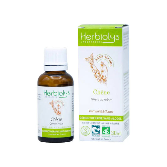 Chêne Macérât de bourgeon Sans Alcool Bio - Immunité et Tonus 30 ml - Herbiolys Herboristerie bio du vieux Nice