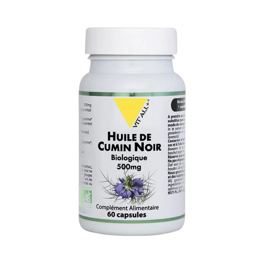 Huile de cumin noir boite de 60 gélules Vit'All+ NICE ORGANIC herboristerie bio