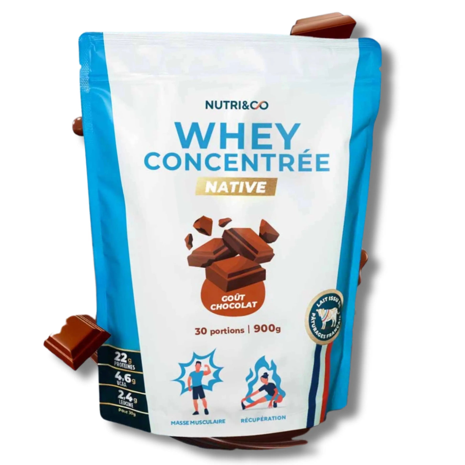 Whey Concentrée Native Chocolat - 900g - Nutri&Co Herboristerie bio du vieux Nice