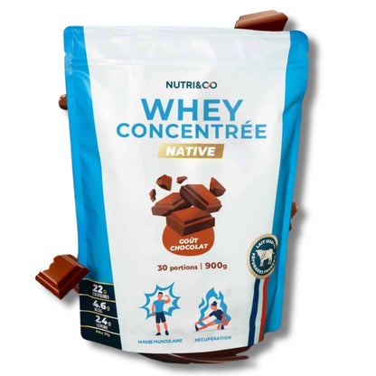 Whey Concentrée Native Chocolat - 900g - Nutri&Co Herboristerie bio du vieux Nice