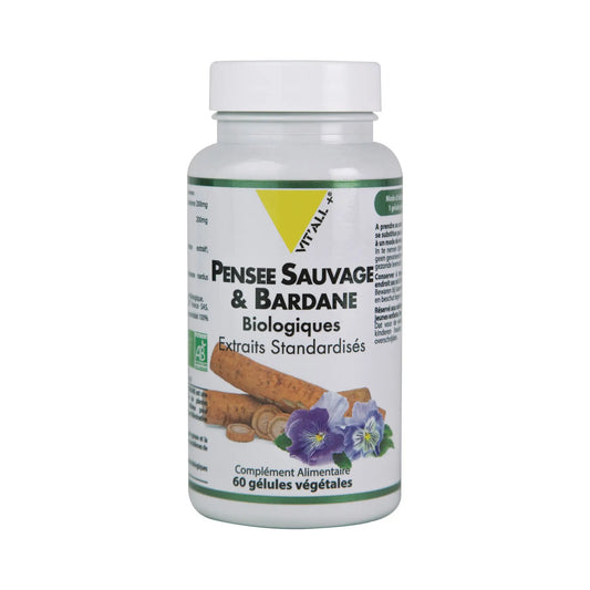 Pensée sauvage et Bardane boite de 60 gélules Vit'All+ NICE ORGANIC herboristerie bio