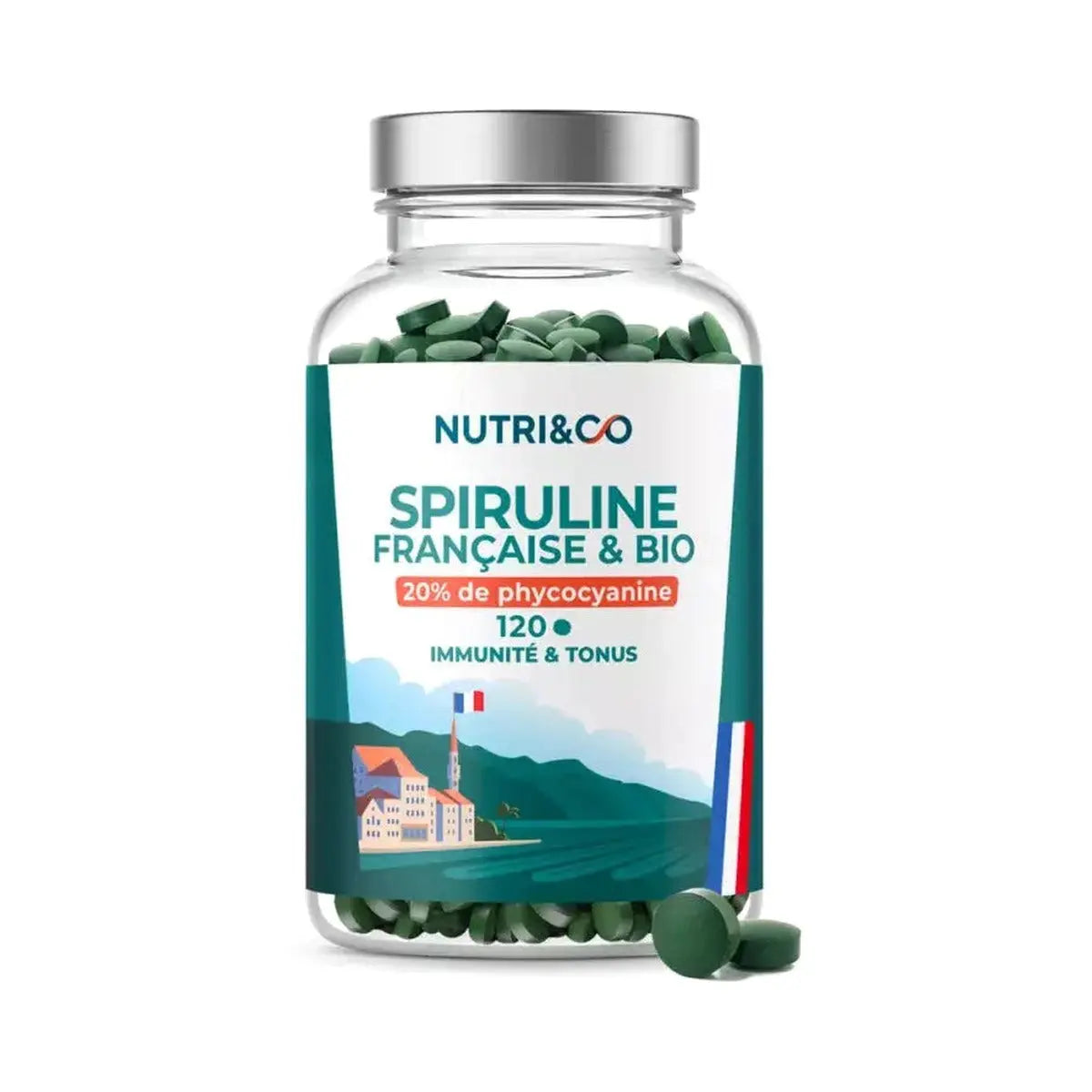 Spiruline Française & Bio boite de 120 gélules Nutri&Co NICE ORGANIC herboristerie bio